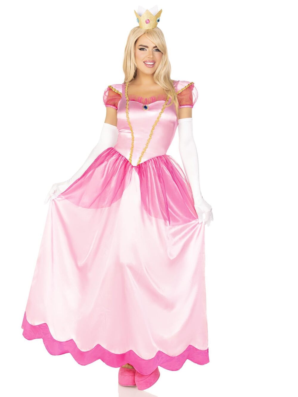 6781 2 Pc Classic Pink Princess Costume with Satin Gown Crown Headband